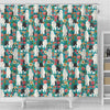 Old English Sheepdog Floral Print Shower Curtains-Free Shipping