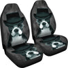 Boston Terrier On Black Print Car Seat Covers-Free Shipping