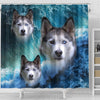 Siberian Husky On Ocean Print Shower Curtains-Free Shipping