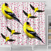 American Goldfinch Bird On Hearts Print Shower Curtains-Free Shipping