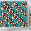 Cavalier King Charles Spaniel Dog On Heart Print Shower Curtains-Free Shipping