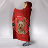 Yorkshire Terrier (Yorkie) Print On Red Hooded Blanket-Free Shipping