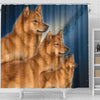 Finnish Spitz Print Shower Curtains-Free Shipping