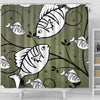 White Fish Print Shower Curtain-Free Shipping