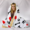 Dog Love Hooded Blanket with Paw Prints, Bones, and Hearts - White