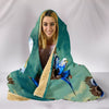 Blue Budgie Parrot Print Hooded Blanket-Free Shipping