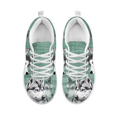 Siberian Husky Sketch Print Running Shoes For Women-Free Shipping-For 24 Hours Only