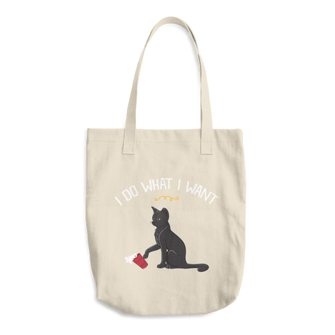 I Do What I Want Funny Cat Cotton Tote Bag