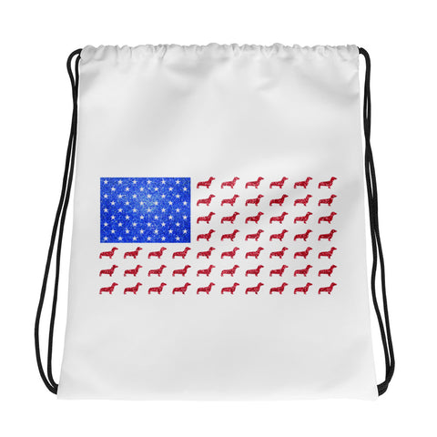 American Dachshund flag Drawstring Bag