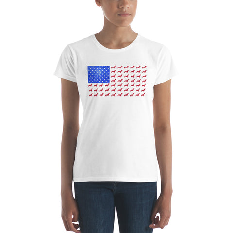 American Dachshund Flag Women's Short Sleeve T-Shirt