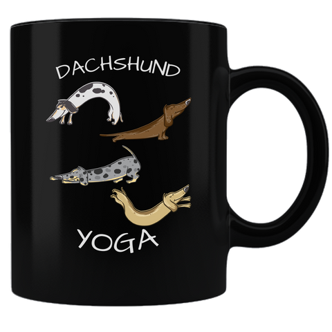 Dachshund Yoga Coffee Mug - Black