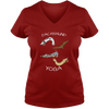 Dachshund Yoga Womens V-Neck Tee Shirt