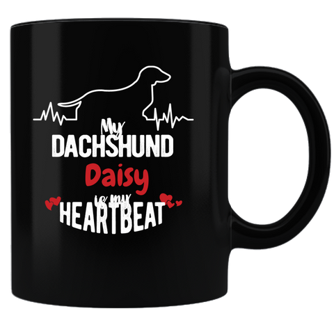 My Dachshund Heartbeat Personalized Coffee Mug - Black